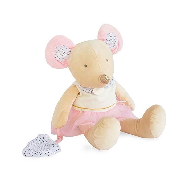 Doudou et Compagnie - Peluche Souris Avec Doudou - 50 cm - Beige/Rose - La petite Souris va passer - DC3505