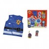 Simba - Sam le Pompier - Kit de Pompier - Déguisement - Veste de Sécurité, Lampe Torche et Talkie Walkie Factice - Piles Incl