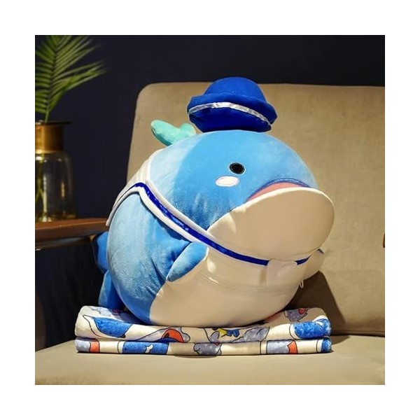 LfrAnk Baleine Ronde Jouet en Peluche Kawaii Ocean Doll Baleine en Peluche avec Couverture Tapis Fille Enfants Cadeau De Noël