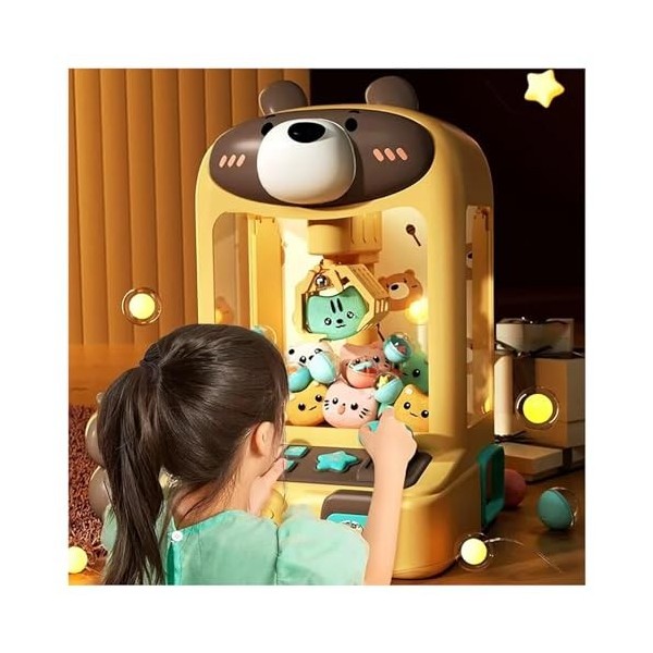 ARTSIM Mini Machine À Griffes ， Clip De Poupée pour Fille avec Lumières Et Musique,30 Peluches Et 10 Gashapons ， Machine Attr