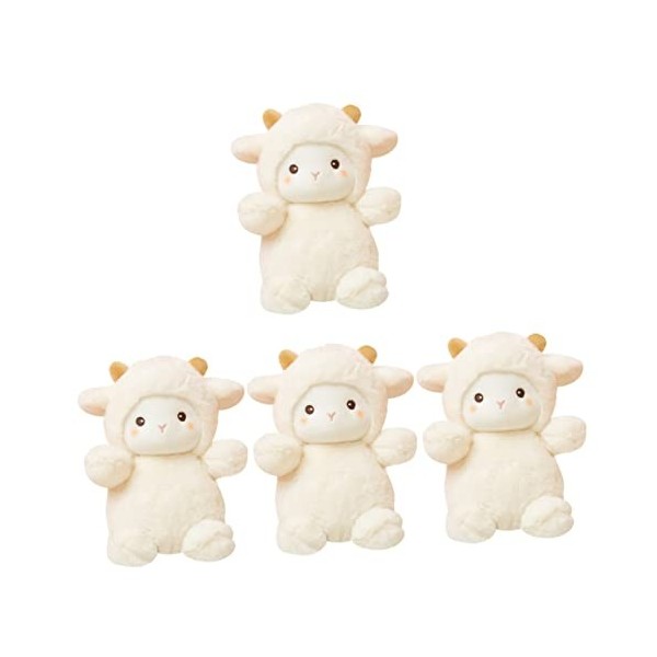 TOYANDONA 4 Pièces Petite Peluche en Laine Poupée en Peluche Coussin Mouton Chambre Peluche Pépinière Coussin en Forme De Mou