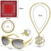 fidget pack Ensemble de 5 chaînes de dollar pour homme - Costume - Accessoires de rappeur des années 80/90 - Collier dollar /