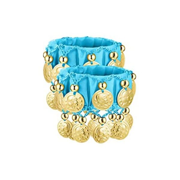 Paire de bracelets avec pièces pour danser danse du ventre ou se déguiser en danseuse orientale, Polyester