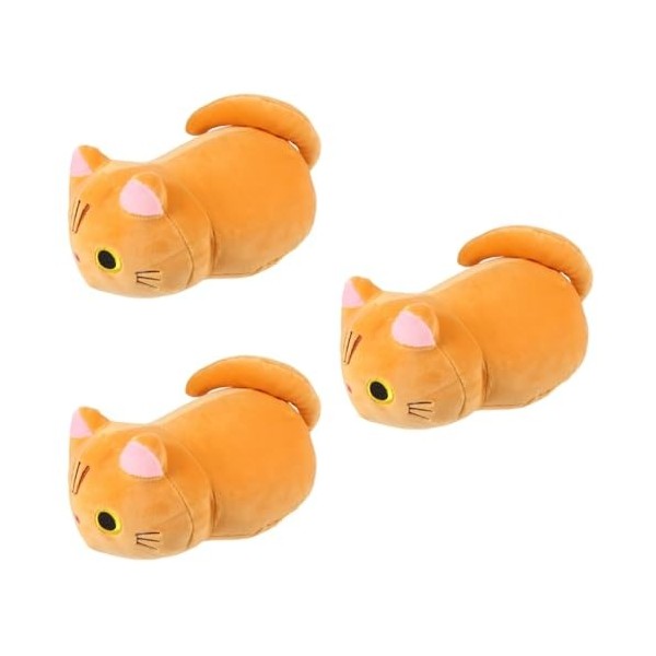 Toyvian 3 Pièces Oreiller Chat Oreiller en Peluche en Peluche Coussin Décoratif De Chaise Oreiller Câlin Chaton en Peluche Po