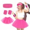 Yolev Ensemble daccessoires de Tenue Néon pour Femmes des Années 80 Bracelets de Sport Tutu pour Femmes Bandeau Anti-transpi