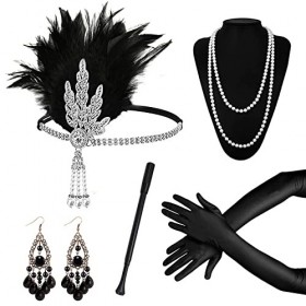 Ensemble daccessoires années 1920, 5 pièces – Accessoires Gatsby le Magnifique avec bandeau, boucles doreilles, accessoires
