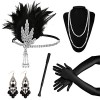 Ensemble daccessoires années 1920, 5 pièces – Accessoires Gatsby le Magnifique avec bandeau, boucles doreilles, accessoires