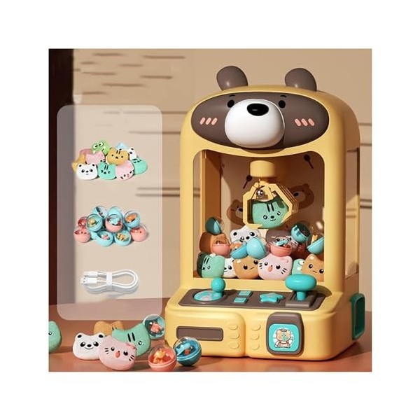 ARTSIM Machine Fete Foraine ， Machine Attrape Bonbon avec Lumières Et Musique,30 Peluches Et 10 Gashapons ， Machine a Bonbon 