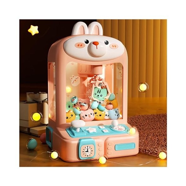 Machine à Pinces pour Enfants ， Candy Grabber avec Lumières Et Musique,30 Peluches Et 10 Gashapons ， Distributeur De Poupées 