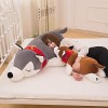 Li&Aimi 90cm Peluche Peluche Mignon Animal Husky Oreiller en Coton Mignon Couchage Oreiller couché Chien Fille Fille Cadeau d