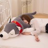 Li&Aimi 90cm Peluche Peluche Mignon Animal Husky Oreiller en Coton Mignon Couchage Oreiller couché Chien Fille Fille Cadeau d