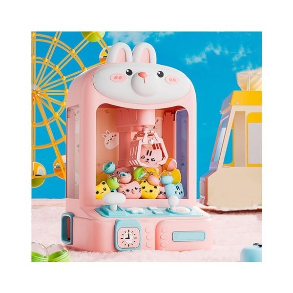 Machine a Pince Fete Foraine ， Distributeur De Poupées Arcade avec Lumières Et Musique,30 Peluches Et 10 Gashapons ， Machine 