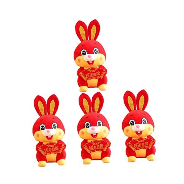 Alasum 4 Pièces Lapin en Peluche Zodiaque Chinois en Peluche Figurines De Lapin Jouet Lapin du Nouvel an Chinois Figurine De 