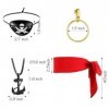 KGDUYC Kits de déguisement,Ensemble de 4 Colliers Capitaine Pirate, Masque pour Les Yeux, Boucles doreilles dorées, Bandeau 