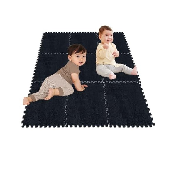 Dalles De Tapis à Emboîtement en Peluche Shaggy, Tapis De Puzzle en Mousse, Tapis, Chambre à Coucher, Salle De Jeux, Garde Au