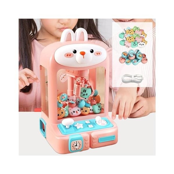 ARTSIM Machine Fete Foraine ， Jouet à Griffe avec Lumières Et Musique,30 Peluches Et 10 Gashapons ， Sweets Machine for Home p