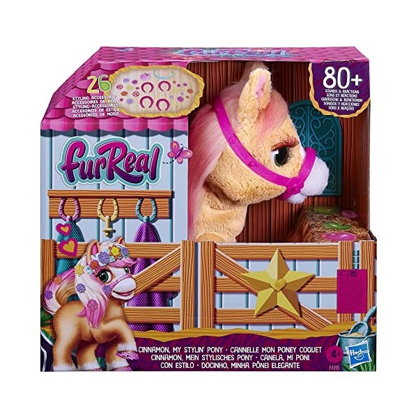 FurReal friends Cannelle Mon Poney coquet, Animal en Peluche électronique de 35,5 cm, 80 Sons et réactions, 26 Accessoires, p