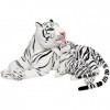 BRUBAKER Peluche Tigre 100 cm avec Bébé Tigre - Couché Mère Enfant Peluche - Blanc