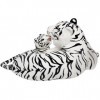 BRUBAKER Peluche Tigre 100 cm avec Bébé Tigre - Couché Mère Enfant Peluche - Blanc