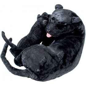 Brubaker Panthère avec Peluche Bébé 100 cm - Peluche XL Mère avec Enfant - Grands Chats Noirs