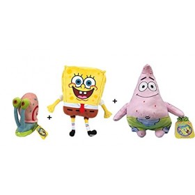 Bob lÉponge - Pack 3 Peluches Bob 28cm + Patrick Étoile 31cm + Gary 13cm - Qualité Super Soft
