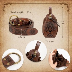 BOFUNX Accessoire Viking Déguisement de Viking Médiéval Ceinture PU&nbsp;Chevalier Sac Renaissance&nbsp;Déguisement Vintage pour Hallow