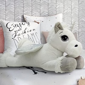 BAKAJI Peluche Licorne géante Steno XL Longueur 80 cm Doux Bonhomme Jouet pour Enfants Garçons Cheval Extra Large Doux Idée C