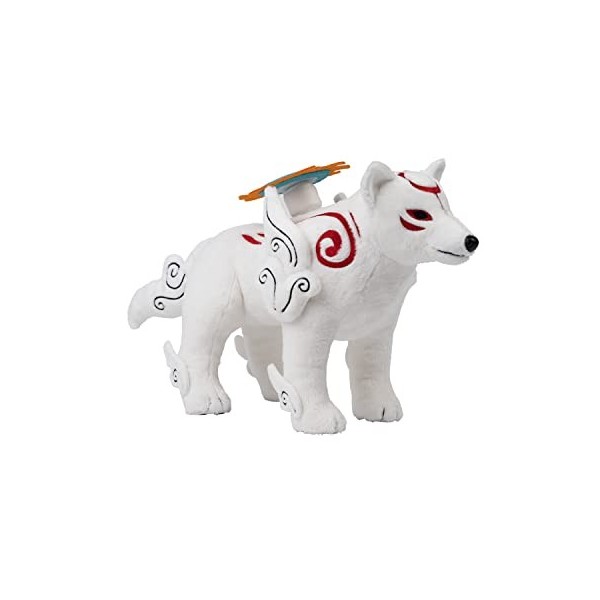 iTEMLAB Z109100 iTEMLAB Peluche Okami Amaterasu Blanc/Rouge brodée 100% Polyester recyclé ItemLab.