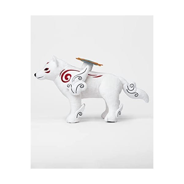 iTEMLAB Z109100 iTEMLAB Peluche Okami Amaterasu Blanc/Rouge brodée 100% Polyester recyclé ItemLab.