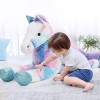 MorisMos Peluche Cheval Geante 90cm, Peluche Cheval Bleu Arc-en-Ciel pour Fille, Jouet Peluche Cheval Grande Câlin, Cadeau d