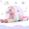 MorisMos Peluche Cheval Geante 90cm, Peluche Cheval Bleu Arc-en-Ciel pour Fille, Jouet Peluche Cheval Grande Câlin, Cadeau d