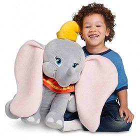 Disney Store Peluche Dumbo de Grande Taille, 45 cm, Personnage en Peluche, bébé éléphant avec Oreilles 3D iconiques, détails 