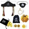 DGTSYAL Déguisement de Pirate Enfants Accessoires Kit, Costume Capitaine Pirate cache-œil de pirates collier, Pirate Déguisem