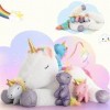 MorisMos 55cm Peluche Licorne Maman et Bébé Arc-en-Ciel, Kawaii Peluche Licorne Grande Blanc Douce, Geant Cheval Licorne Joue