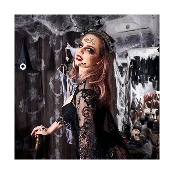 Riisoyu Bandeau daraignée dHalloween, 6 Pcs Araignée Serre-tête Halloween Araignée Tatouages avec Collier Choker Bandeaux D