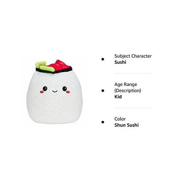 Squishmallow Oficial Kellytoy Food Squad Animal en peluche douce à collectionner Shun Sushi, 20,3 cm 