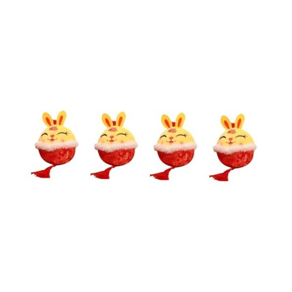 ABOOFAN 4 Pièces Lapin Pendentif Lapin Animal en Peluche Nouvel an Chinois Ornements Suspendus Mignon Peluche Lapin Poupée Pe