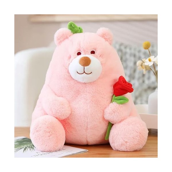 Kawaii Ours en Peluche Jouet en Peluche Ours en Peluche Tenant Rose Peluche Poupée Saint Valentin Cadeau De Noël pour Fille C