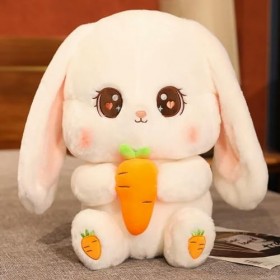Énorme Taille Kawaii Doudou Lapin Animal en Peluche Mignon Peluche Radis Lapin Tenant Carotte en Peluche Jouet Oreiller Doux 