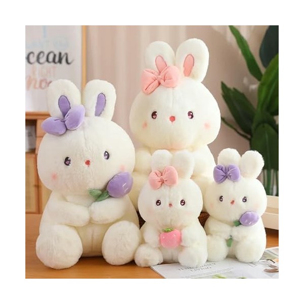 EacTEL Mignon Lapin poupée Dessin animé Peluche Animal Fleur Lapin Peluche poupée Oreiller Kawaii Peluche Enfants Jouet Fille