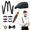 DIKARIYA Accessoire Annee 20 Homme, Costume Homme Année 20 Accessoire, Déguisement Homme Great Gatsby Gangster, Béret Années 