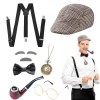 DIKARIYA Accessoire Annee 20 Homme, Costume Homme Année 20 Accessoire, Déguisement Homme Great Gatsby Gangster, Béret Années 