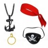 SSRDFU - 4 Pcs Pirate Captain Dress Up Set, Accessoires de Costume de Pirate Vintage, Accessoires, Boucles doreilles, Masque