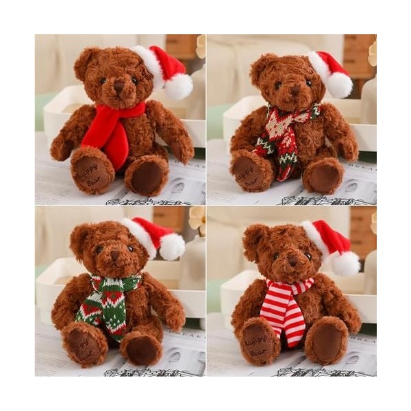 EacTEL Ours de Noël en Peluche Ours en Peluche Doux Jouet Cadeau de Noël Mignon garçon Fille fête décoration Cadeau d’Anniver