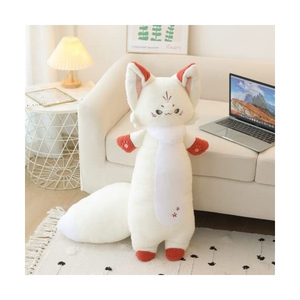 Ermano Peluche 75 cm Kawaii Renard Peluche Jouet Peluche Oreiller de Dessin animé Peluche Animal Jouet Mignon Renard