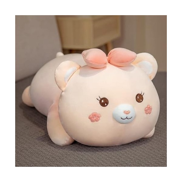 70cm-90cm Jouet en Peluche Géant Kawaii Couché Ours en Peluche Poupée Oreiller Moelleux Animal Ours Jouet Long Lit Oreiller F