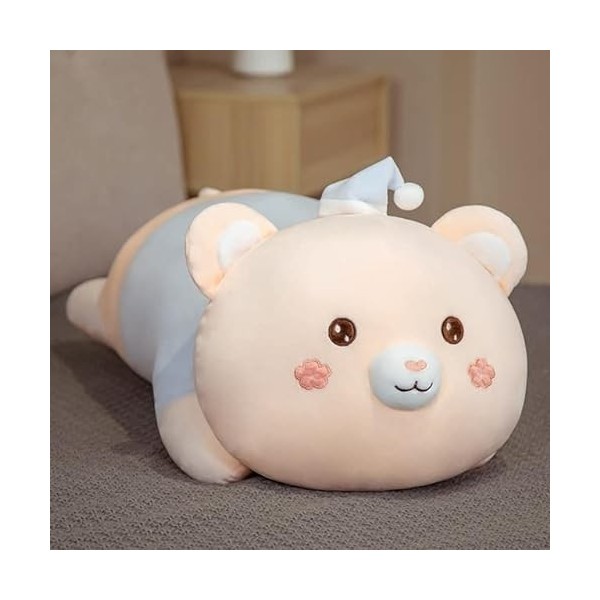 70cm-90cm Jouet en Peluche Géant Kawaii Couché Ours en Peluche Poupée Oreiller Moelleux Animal Ours Jouet Long Lit Oreiller F