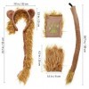 ifundom Lot de 4 accessoires de costume de lion avec oreilles de lion, bandeau, queue et gants en peluche pour Halloween, Noë