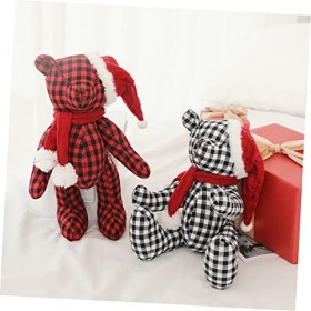 Toyvian 2 Pièces Ours à Carreaux Animal en Peluche De Noël Petits Animaux en Peluche en Vrac Décorations De Salle De Bain Déc