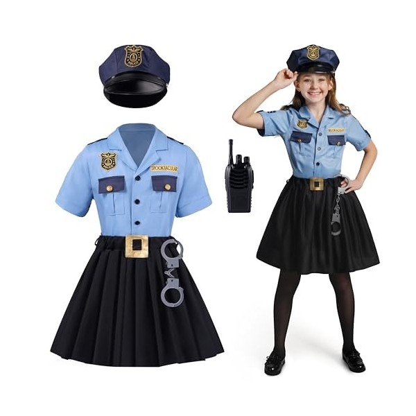 Spooktacular Creations Costume de policier for girls, costume de policier pour les jeux de rôle des enfants et lhabillage d